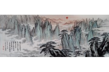 墨痴新品创作黄山国画山水画《黄山四绝》