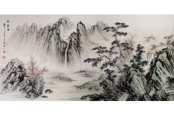 墨痴新品力作国画山水画作品《山居图》