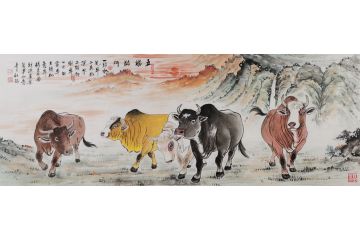 实力派画家青石写意动物画《五福临门》