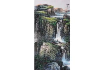 实力派山水画家张月岗新品山水《山乡染新绿》