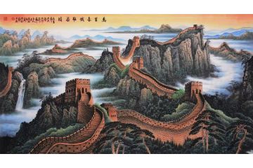 张月岗六尺横幅山水画《万里长城雄姿图》