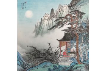 仿古山水画名家黄开前新品《望月图》