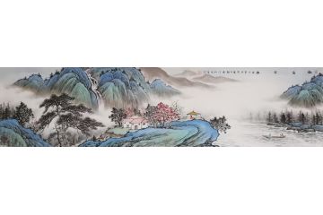 黄开前新品仿古山水画《松溪琴韵》