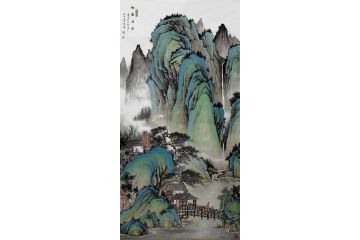 仿古山水画名家黄开前新品《松溪高隐》