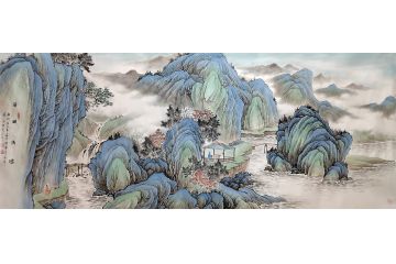 黄开前新品仿古山水画《溪湖高逸》