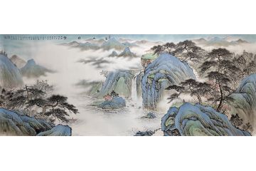 仿古山水画名家黄开前新品《溪山祥云》