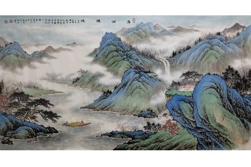 仿古山水画名家黄开前新品《溪湖胜境》