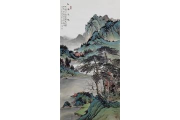 黄开前新品仿古山水画《松峰渔隐》