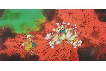 著名画家胡朝水重彩花鸟画《穷款》