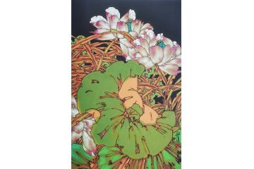 著名画家胡朝水重彩花鸟画《穷款》
