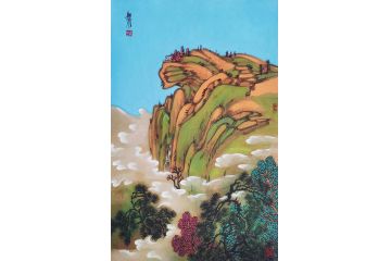 著名画家胡朝水重彩花鸟画《穷款》