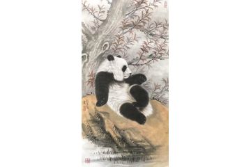 张玉涛新品力作国画动物画熊猫《穷款》