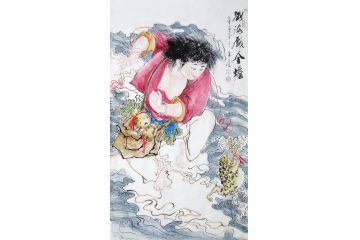柳子峻新品写意人物画《刘海戏金蟾》