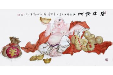 柳子峻新品写意人物画《恭禧发财》