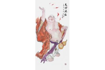 柳子峻新品写意人物画《天降鸿福》