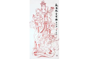 柳子峻新品写意人物画《如意观音像》