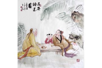 柳子峻新品写意人物画《品茶论道图》