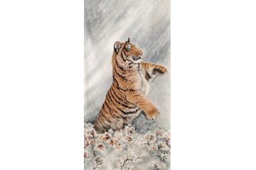 玄关装饰画 布永杰动物画作品《虎》