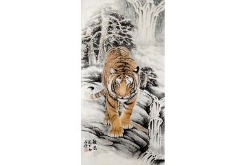 布永杰经典四尺竖幅动物画作品《虎2》