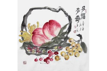 柳子峻新品写意花鸟画《多福多寿》