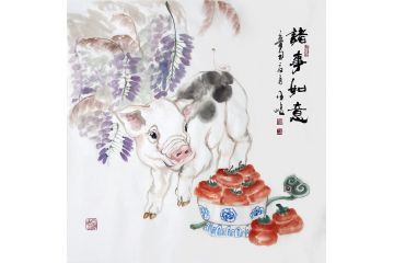 柳子峻新品写意动物画《诸事如意》