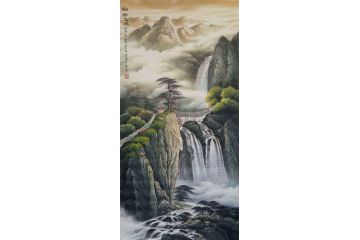 宁建华老师精品力作山水画《幽谷飞瀑》