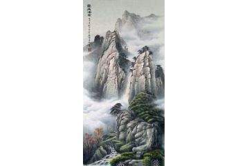 玄关风水画 宁建华老师新品力作山水画《云集峰高》