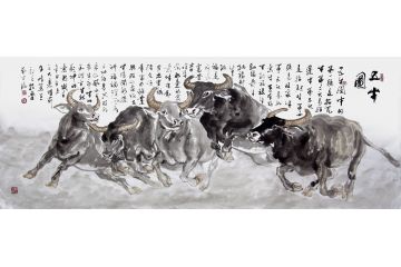 柳子峻新品写意动物画《五牛图》