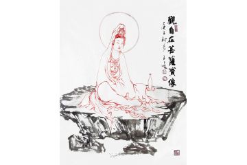 柳子峻新品写意人物画《观自在菩萨宝像》