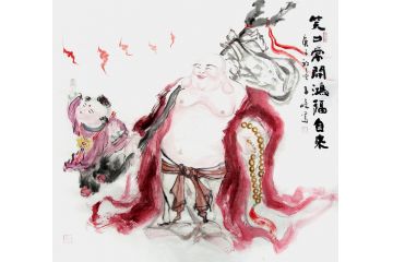 柳子峻新品写意人物画《笑口常开 鸿福自来》
