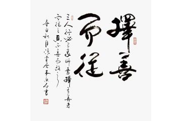 木鱼石斗方书法作品《择善而从》