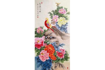 胡记领老师新品花鸟画牡丹图《富贵吉祥》