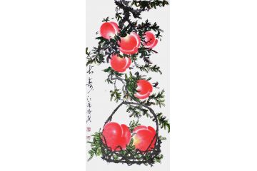 齐真老师新品力作国画花鸟画寿桃《长寿》