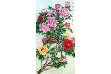 胡记领老师精品花鸟画牡丹图《花开富贵》