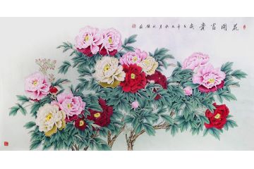 胡记领新品力作国画牡丹花鸟画《花开富贵》