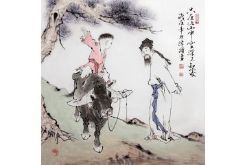 王津浦新品斗方人物画《只在此山中-云深不知处》