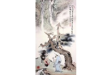 中美协会员 王津浦老师精品人物画《松下问童子》