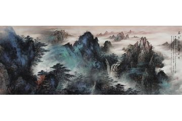 李光荣山水画新品力作《万壑松云映朝晖》