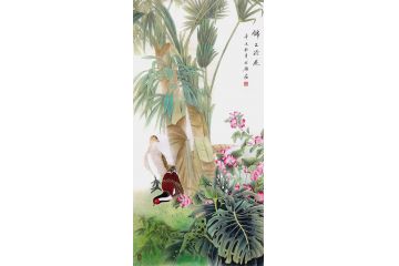 实力派画家 胡记领竖幅花鸟画《锦上添花》
