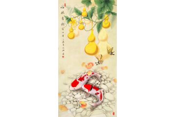 胡记领新品力作葫芦鲤鱼图《福禄有余》