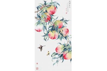 实力派花鸟画许伟建新品字画《桃》
