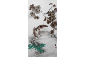 秦文轩手绘精品动物画猫《穷款》