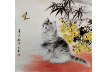 国画猫 秦文轩老师新品动物画《穷款》
