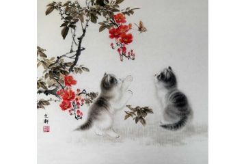 国画动物画 猫王秦文轩新品力作《穷款》