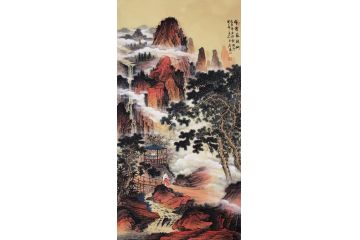 实力派画家 张月岗精品山水画《祥云笼秋山》