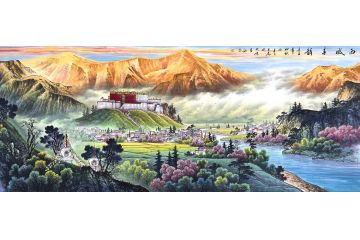 当代著名画家 王大为老师大美西藏《西域春韵》