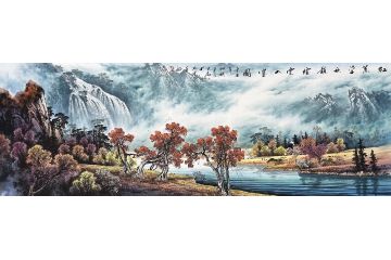 国家一级美术师 王大为精心创作山水画《红叶染秋韵烟云入画图》