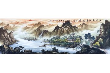 当代著名书画家王大为新品山水画《幽居金秋满鸿运》