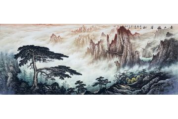迎客松 王大为新品力作山水画《黄山迎客松》