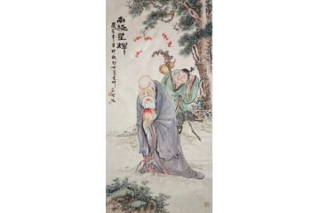 石僧老师新品力作福寿图《南极星辉》